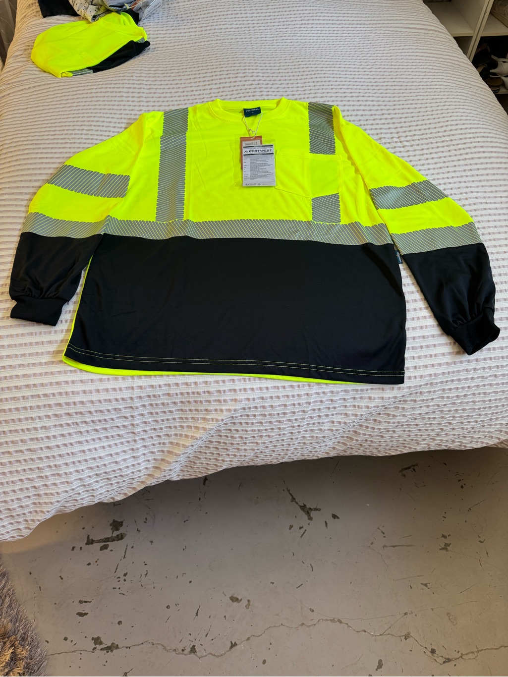 Two-Hi-Vis Safety Long Sleeve Work Shirt - Neon Yellow/Black